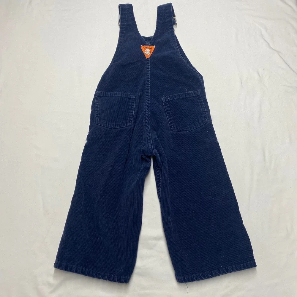 Vintage OshKosh B'gosh Navy Blue Corduroy Bib Overalls Toddler Kids